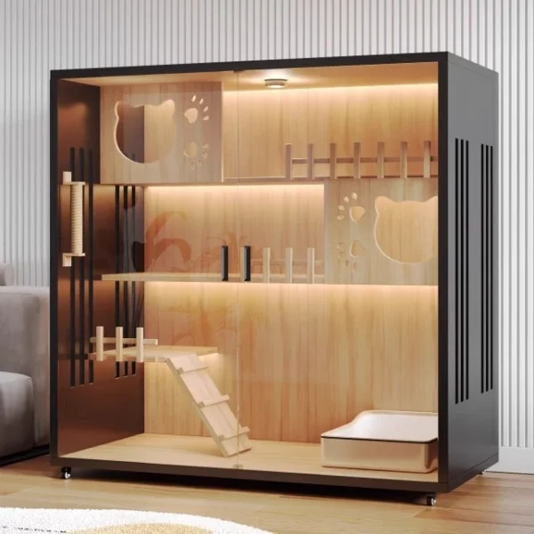 Solid Wood Cat Villa Luxury Cat House Cat Cabinet Cat Bed Climbing Frame Integrated Cat Home