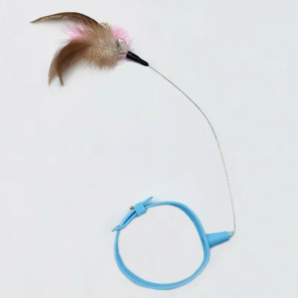 Head mounted cat teaser toy that hangs around your neck  easily freeing your hands  with a bendable rod