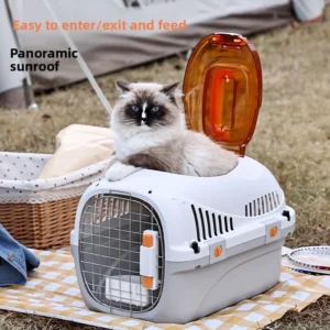 Pet travel cage Cat Carrier Luxury Sunroof Bowl Pet Carrier Portable Box pet cage for outdoor
