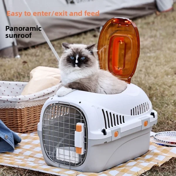 Pet travel cage Cat Carrier Luxury Sunroof Bowl Pet Carrier Portable Box pet cage for outdoor