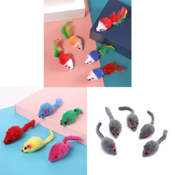 Random pet cat toy mini feather tail mouse