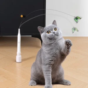 Cat Teasing Toy Interactive Butterfly Toy Removable Feather Cat Wand