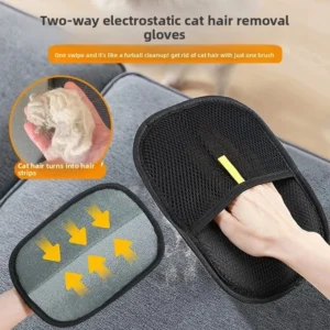 Reusable Pet Hair Removal Glove Black Mesh Washable Ergonomic Cleaning Mitt