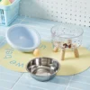 2 in 1 Cat Bowl Detachable Stainless Steel Cat and Dog Bowl with Stand and Non Slip Base
