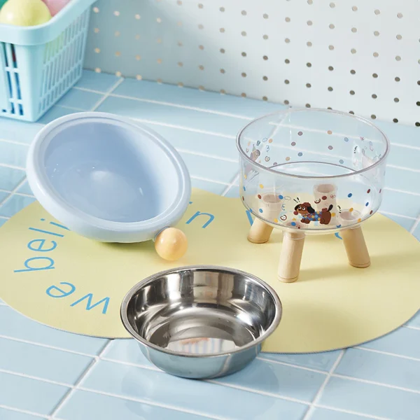 2 in 1 Cat Bowl Detachable Stainless Steel Cat and Dog Bowl with Stand and Non Slip Base