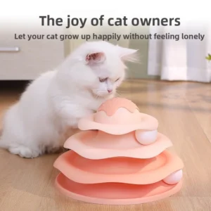 Cat Tower Ball Rotating Ball Toy Multi Layer Cat Ball Toy Cat Teaser Random Color