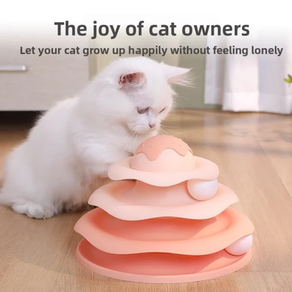 Cat Tower Ball Rotating Ball Toy Multi Layer Cat Ball Toy Cat Teaser Random Color