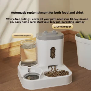 1.4L Cat Automatic Feeder and Water Dispenser 2 in 1 with Removable Stainless Steel Bowl