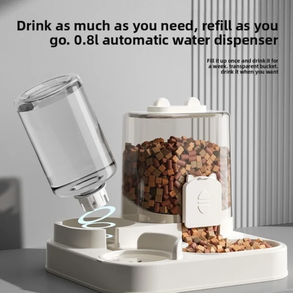 2.6L Automatic Cat Feeder and Water Dispenser 2 in 1 with Removable Bowl