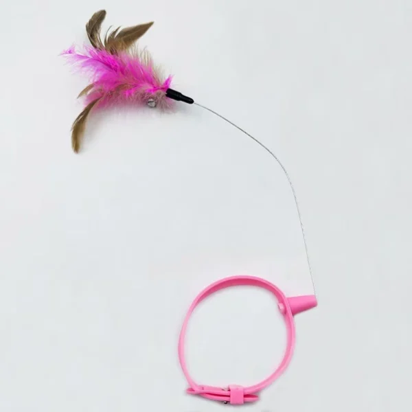 Head mounted cat teaser toy that hangs around your neck  easily freeing your hands  with a bendable rod