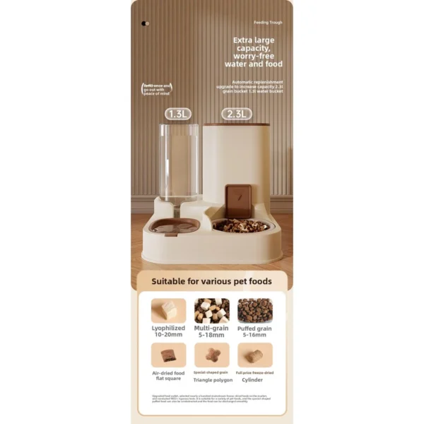 2.3L Automatic Cat Feeder and Water Dispenser 2 in 1 with Removable Bowl