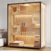 Large Cat Cage Wooden with Glass Door and Light Cat Villa Cat House